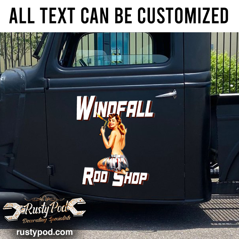 personalized welding pinup girl lettering vinyl sticker 10819
